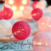 1 Set of 20 LED Pink 5cm Cotton Ball Battery Powered String Lights Christmas Gift Home Wedding Party Girl V382-PINKBALLBATT20