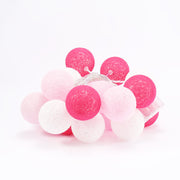 1 Set of 20 LED Pink 5cm Cotton Ball Battery Powered String Lights Christmas Gift Home Wedding Party Girl V382-PINKBALLBATT20
