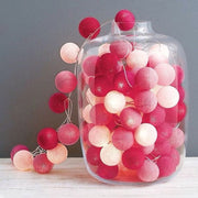 1 Set of 20 LED Pink 5cm Cotton Ball Battery Powered String Lights Christmas Gift Home Wedding Party Girl V382-PINKBALLBATT20