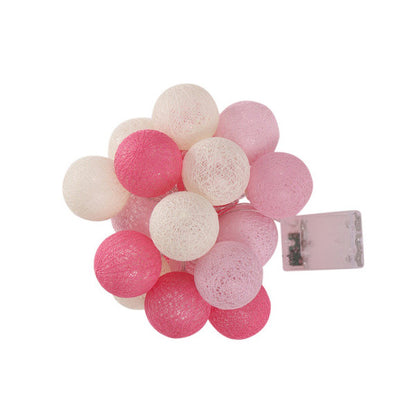 1 Set of 20 LED Pink 5cm Cotton Ball Battery Powered String Lights Christmas Gift Home Wedding Party Girl V382-PINKBALLBATT20