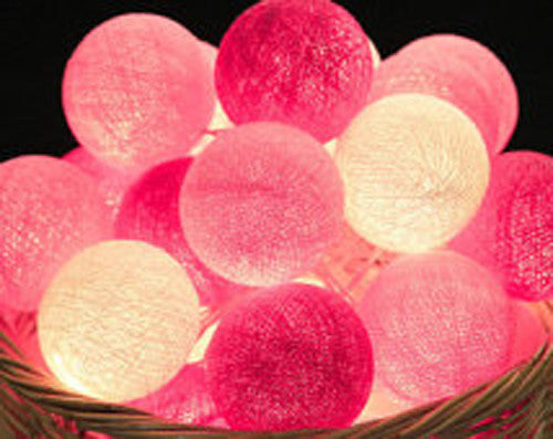 1 Set of 20 LED Pink 5cm Cotton Ball Battery Powered String Lights Christmas Gift Home Wedding Party Girl V382-PINKBALLBATT20