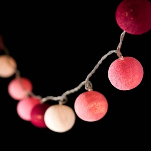 1 Set of 20 LED Pink 5cm Cotton Ball Battery Powered String Lights Christmas Gift Home Wedding Party Girl V382-PINKBALLBATT20