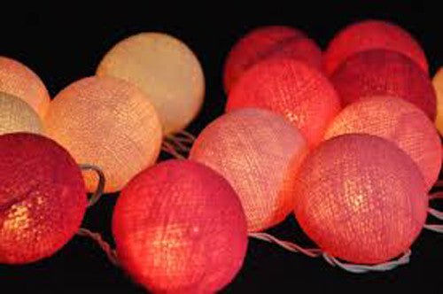 1 Set of 20 LED Pink 5cm Cotton Ball Battery Powered String Lights Christmas Gift Home Wedding Party Girl V382-PINKBALLBATT20