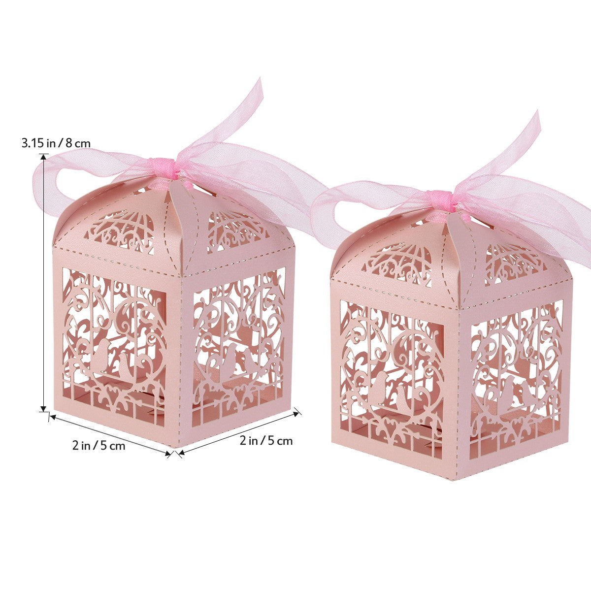 Pink Dove Bird Heart Baby Birth naming Ceremony Bomboniere Favor Lolly Gift Card Box - 10 Pack V382-PINKDOVEBOX10