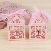 Pink Dove Bird Heart Baby Birth naming Ceremony Bomboniere Favor Lolly Gift Card Box - 10 Pack V382-PINKDOVEBOX10