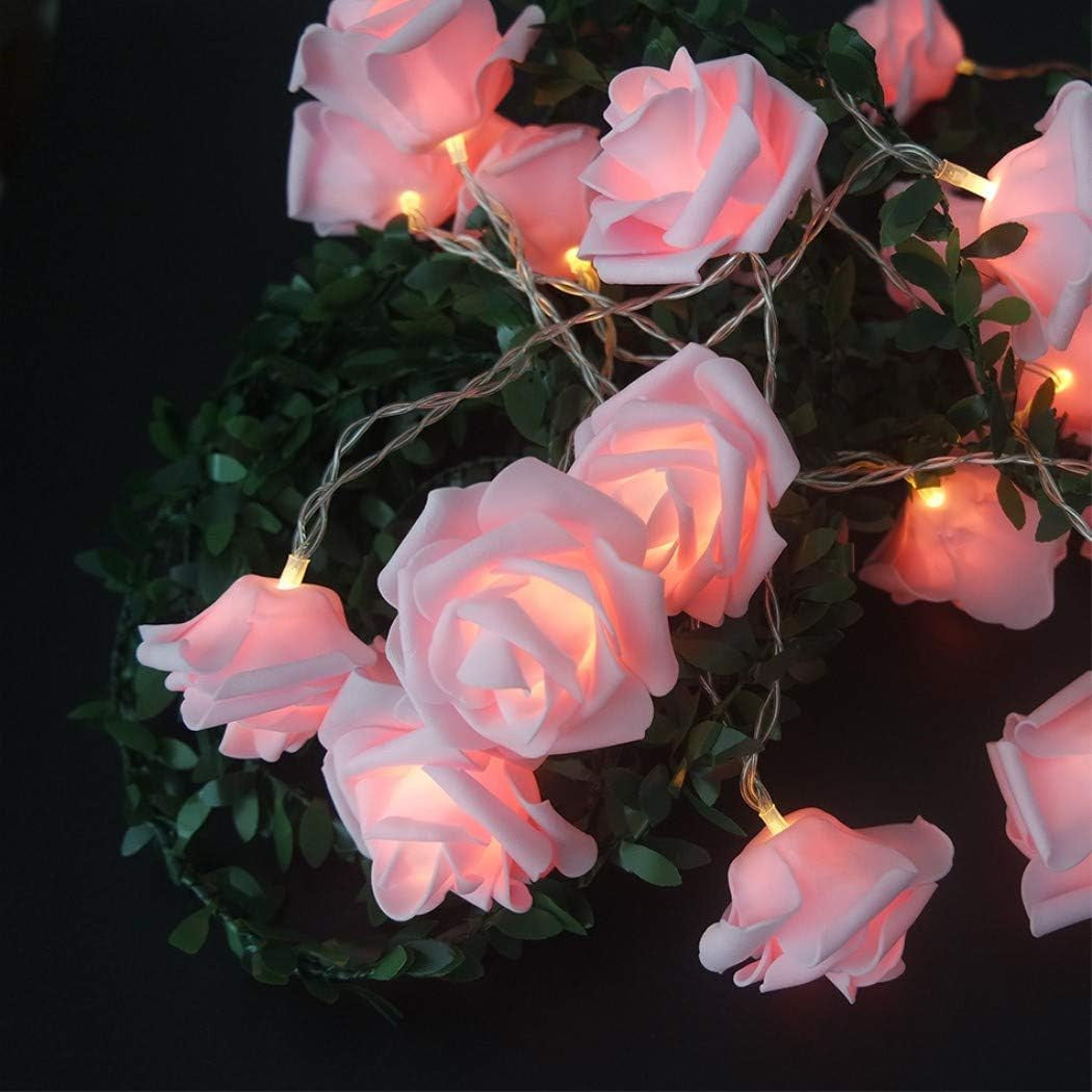 20 Pink Rose 3D Fairy Lights 3M String, Battery (AA) Indoor & Outdoor Decorations Wedding Valentines Romantic V382-PINKROSEBATT20