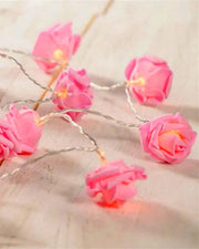 20 Pink Rose 3D Fairy Lights 3M String, Battery (AA) Indoor & Outdoor Decorations Wedding Valentines Romantic V382-PINKROSEBATT20