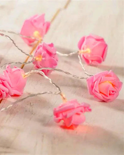 20 Pink Rose 3D Fairy Lights 3M String, Battery (AA) Indoor & Outdoor Decorations Wedding Valentines Romantic V382-PINKROSEBATT20