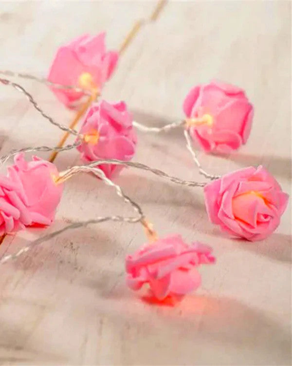 50 Pink Rose 3D Fairy Lights 5M LONG String, Battery (AA) Indoor & Outdoor Decorations Wedding Valentines V382-PINKROSEBATT50