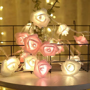 20 Pink n White Rose 3D Fairy Lights 3M String, Battery (AA) Indoor & Outdoor Decorations Wedding Valentines V382-PINKWHITEROSEBATT20