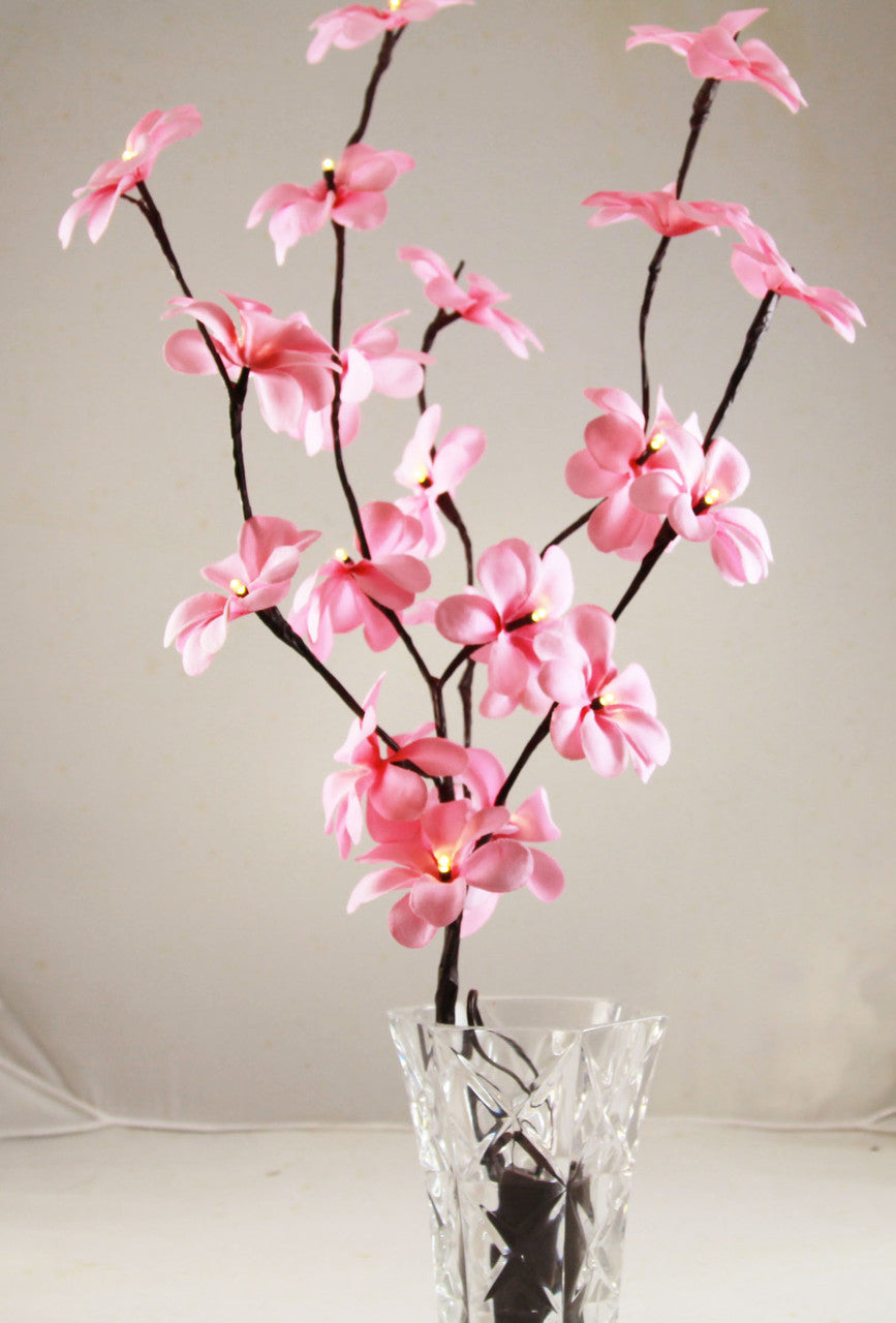 1 Set of 50cm H 20 LED Pink Frangipani Tree Branch Stem Fairy Light Wedding Event Party Function Table Vase V382-PKFRANGISTEMBATT