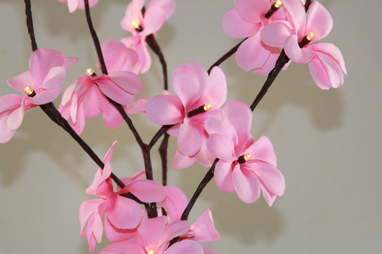 1 Set of 50cm H 20 LED Pink Frangipani Tree Branch Stem Fairy Light Wedding Event Party Function Table Vase V382-PKFRANGISTEMBATT
