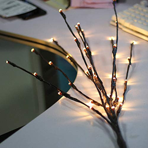 LED Light Bunch Stem - Warm White BATTERY fairy lights - 50cm high 20 bulbs/petals V382-PLAINSTEMBUNCHBATT