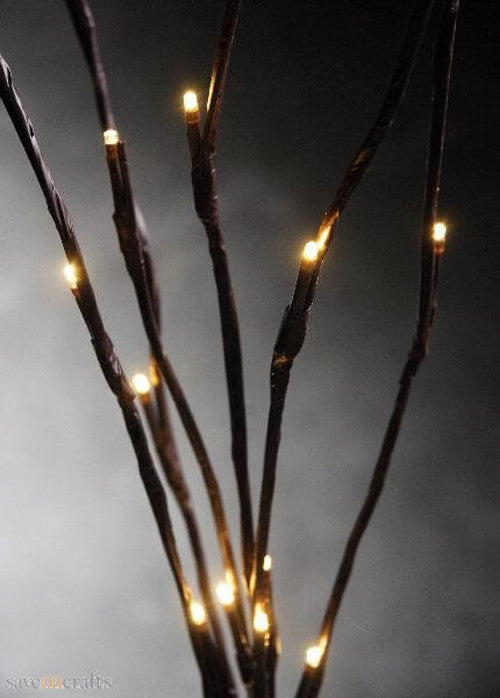 LED Light Bunch Stem - Warm White BATTERY fairy lights - 50cm high 20 bulbs/petals V382-PLAINSTEMBUNCHBATT