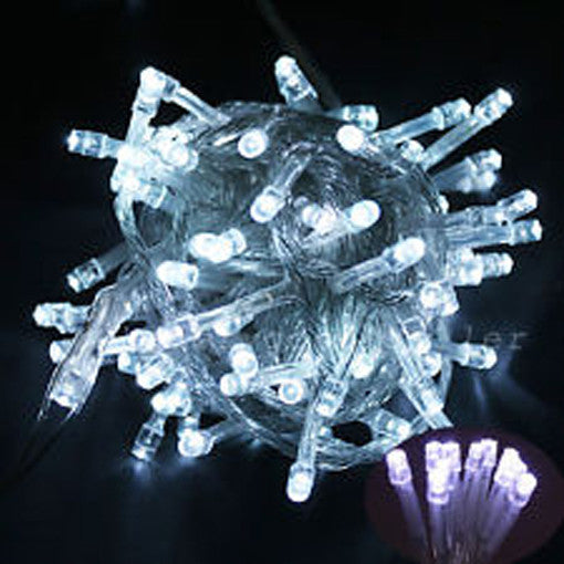 1 Set of 20 LED Plain Artic White Bulb Battery Powered String Lights Christmas Gift Home Wedding Party V382-PLAINWHBATTLEAD