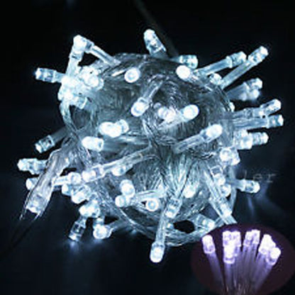 1 Set of 20 LED Plain Artic White Bulb Battery Powered String Lights Christmas Gift Home Wedding Party V382-PLAINWHBATTLEAD