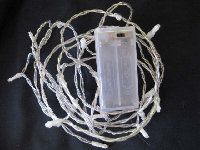1 Set of 20 LED Plain Artic White Bulb Battery Powered String Lights Christmas Gift Home Wedding Party V382-PLAINWHBATTLEAD