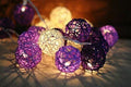 1 Set of Purple n White 5cm Rattan Cane 20 Ball Battery Powered 3m String Lights Christmas Gift Home Wedding V382-PURPWHITERATTBALLBATT20