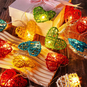 20 Rainbow 3D Hollowed Rattan Heart-Shaped 3M String Fairy Lights, Battery (AA) Indoor & Outdoor Decorations V382-RBWHRTRATTBATT20