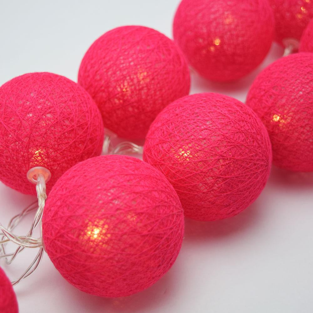 1 Set of 20 LED Red 5cm Cotton Ball Battery Powered String Lights Christmas Gift Home Wedding Party Bedroom V382-REDBALLBATT20