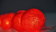 1 Set of 20 LED Red 5cm Cotton Ball Battery Powered String Lights Christmas Gift Home Wedding Party Bedroom V382-REDBALLBATT20