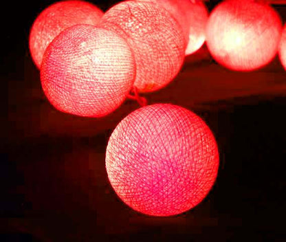 1 Set of 20 LED Red 5cm Cotton Ball Battery Powered String Lights Christmas Gift Home Wedding Party Bedroom V382-REDBALLBATT20