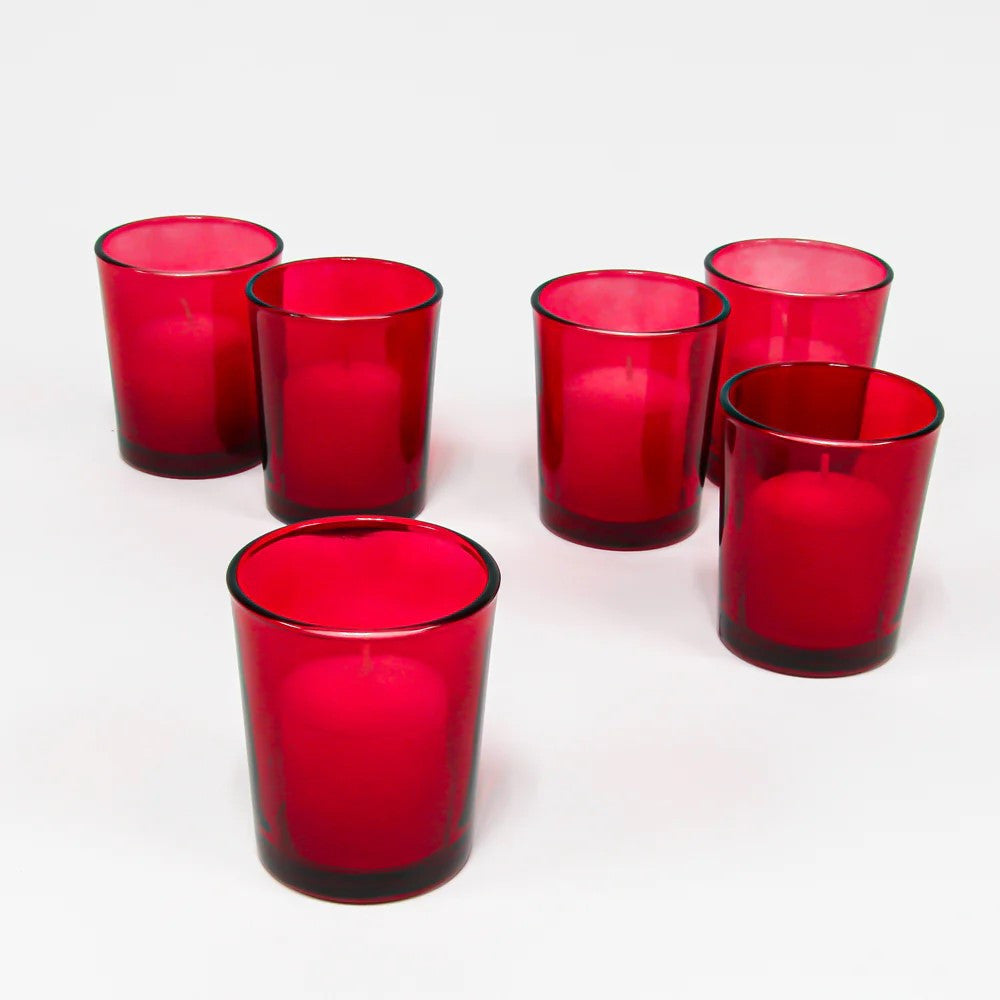 20 Pack Red Glass Votive Tealight Candle Holders House Party Centerpiece Xmas Wedding Decor Glass Candlestick V382-REDCHX20