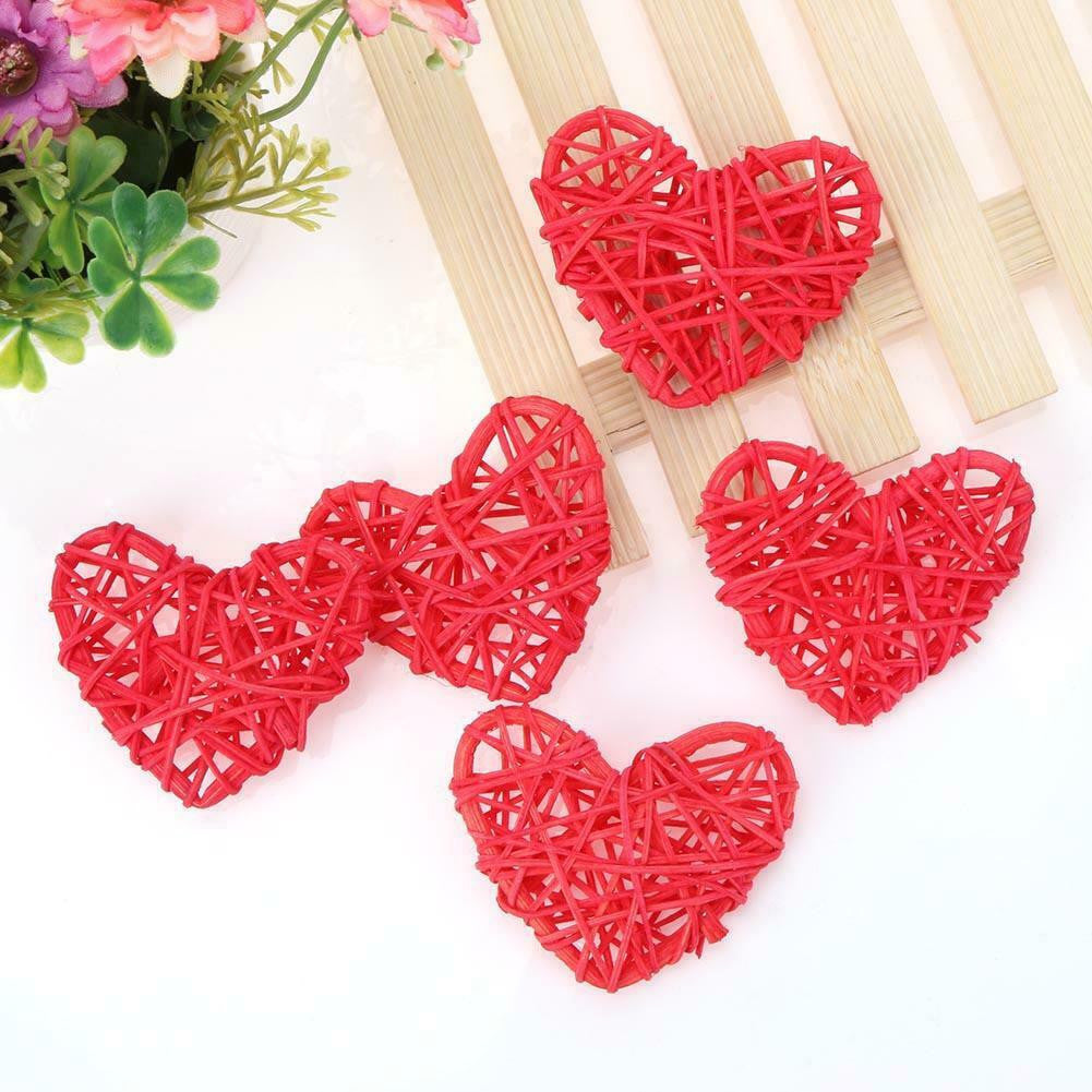 20 Red 3D Hollowed Rattan Heart-Shaped 3M String Fairy Lights, Battery (AA) Indoor & Outdoor Decorations V382-REDHRTRATTBATT20