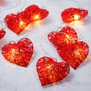 50 Red 3D Hollowed Rattan Heart-Shaped 5M LONG String Fairy Lights, Battery (AA) Indoor & Outdoor Decorations V382-REDHRTRATTBATT50
