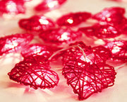 50 Red 3D Hollowed Rattan Heart-Shaped 5M LONG String Fairy Lights, Battery (AA) Indoor & Outdoor Decorations V382-REDHRTRATTBATT50