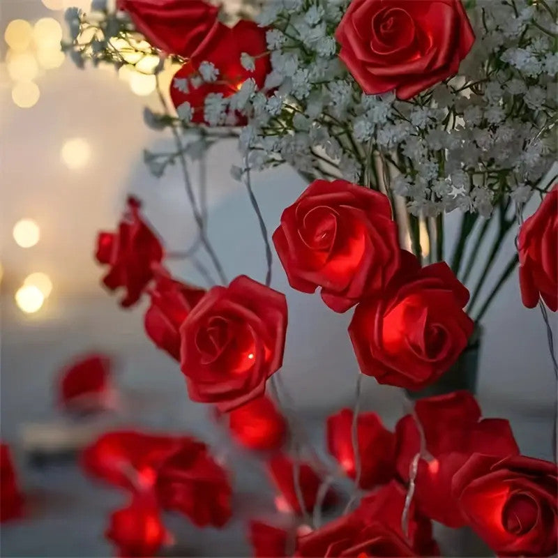 Red Rose battery string fairy light - party night light wedding decoration V382-REDROSEBATT20