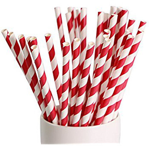 1000 Bulk Wholesale Pack Red White Drinking Straws Biodegradable Eco Paper Birthday Party Event Bistro Bar V382-REDSTRAW1000