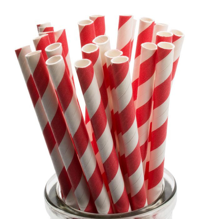 50 Pack Red White Drinking Straws Biodegradable Eco Paper Birthday Party Event Bistro Bar Cafe Take Away V382-REDSTRAW50