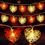 50 Red and White 3D Hollowed Rattan Heart-Shaped 5M LONG String Fairy Lights, Battery (AA) Indoor & Outdoor V382-REDWHHRTRATTBATT50