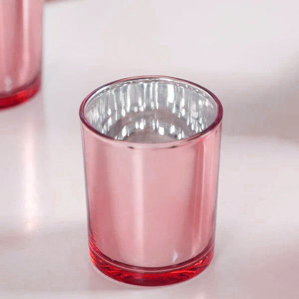 40 Pack Rose Gold Pink Votive Tealight Candle Holders Valentines Day Mercury Wedding Decor Glass Candlestick V382-ROSEGOLD40