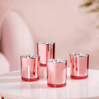 40 Pack Rose Gold Pink Votive Tealight Candle Holders Valentines Day Mercury Wedding Decor Glass Candlestick V382-ROSEGOLD40