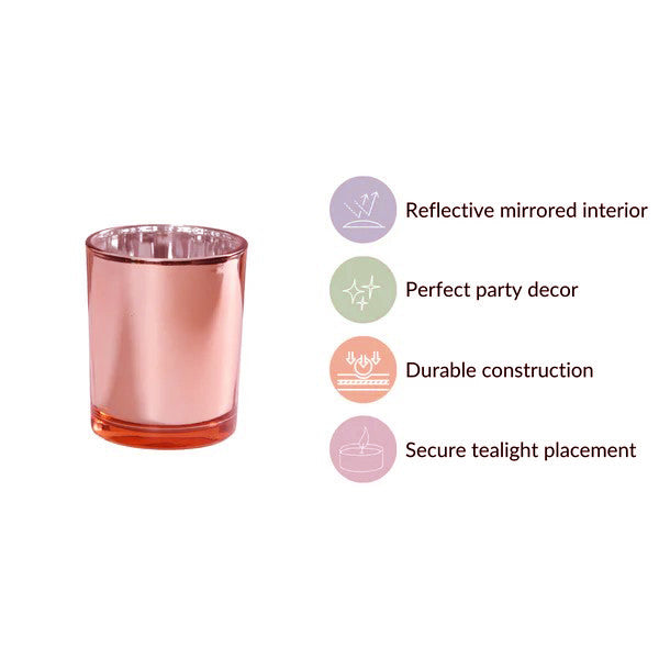 40 Pack Rose Gold Pink Votive Tealight Candle Holders Valentines Day Mercury Wedding Decor Glass Candlestick V382-ROSEGOLD40