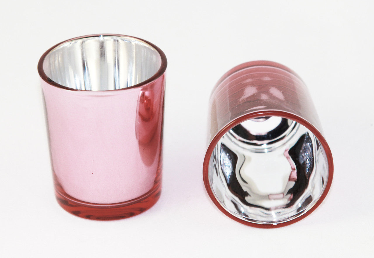 40 Pack Rose Gold Pink Votive Tealight Candle Holders Valentines Day Mercury Wedding Decor Glass Candlestick V382-ROSEGOLD40