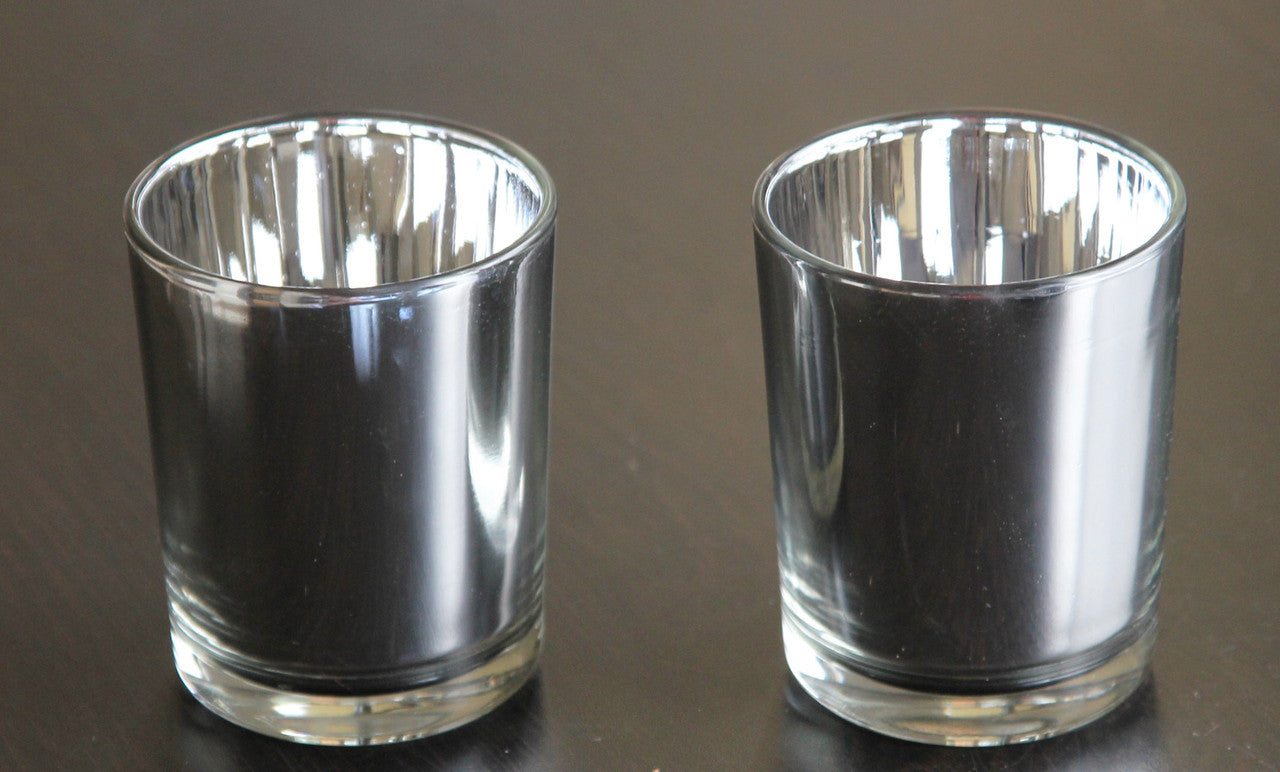 10 Pack Silver Mercury Glass Votive Candle Holders Set For Wedding, Bridal And Baby Shower, Party Function or V382-SILX10