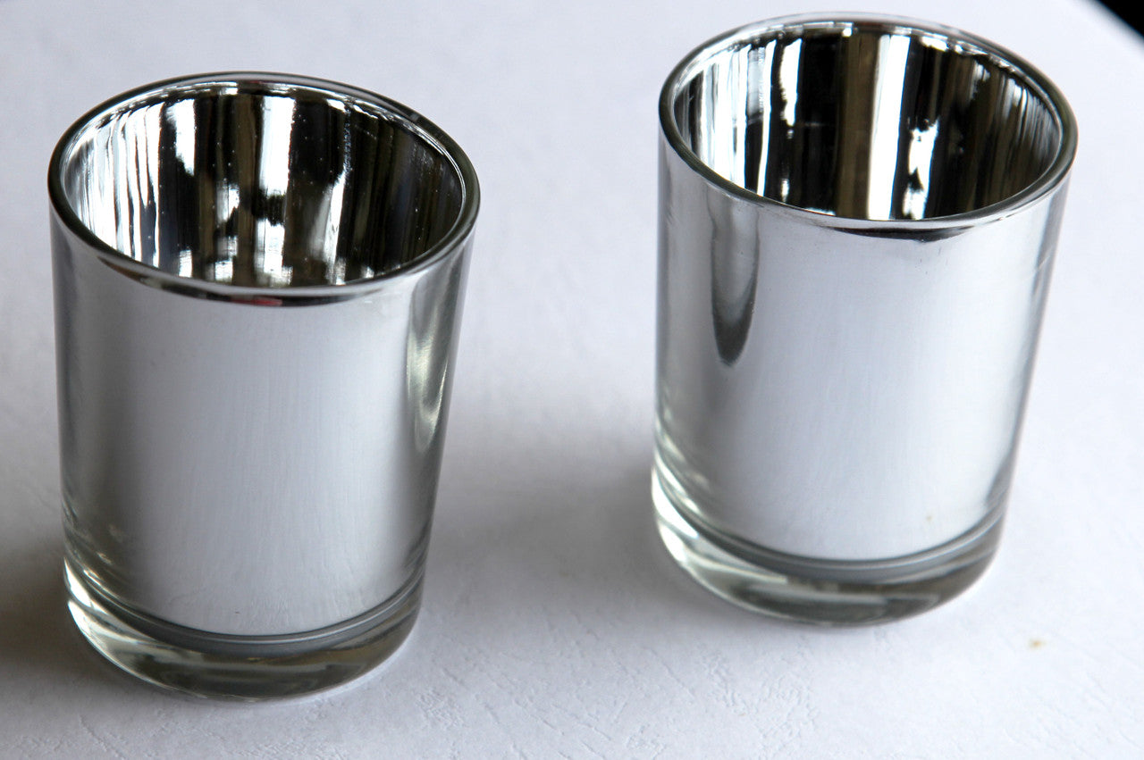 10 Pack Silver Mercury Glass Votive Candle Holders Set For Wedding, Bridal And Baby Shower, Party Function or V382-SILX10