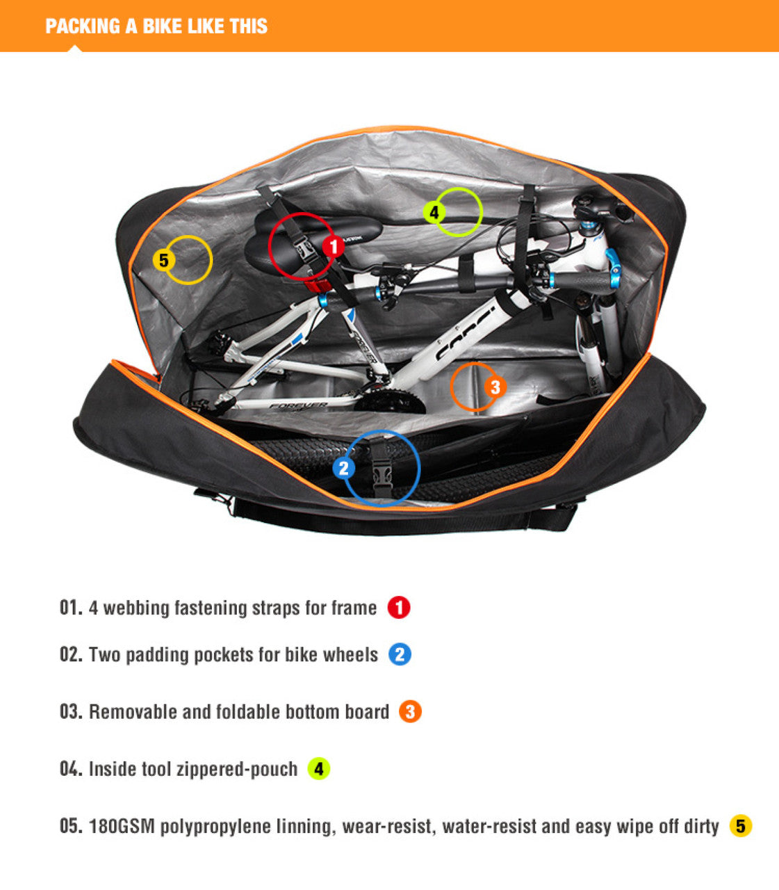 SPORTACE Bike Plane Bag Portable Soft Shell Travel Case Mountain Hybrid BMX Road Bike - 120CM X 75CM BK11- V382-SPORTACEBK011