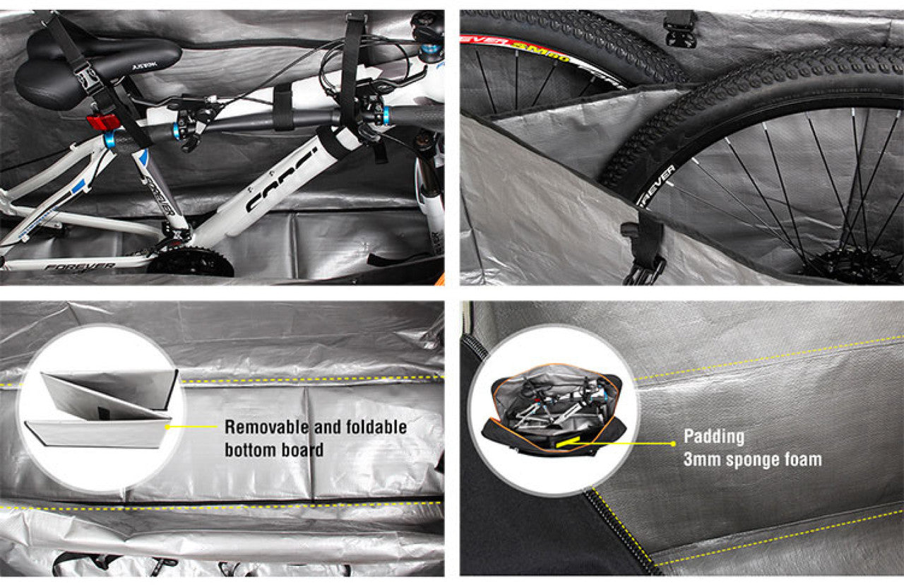 SPORTACE Bike Plane Bag Portable Soft Shell Travel Case Mountain Hybrid BMX Road Bike - 120CM X 75CM BK11- V382-SPORTACEBK011