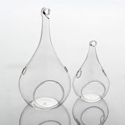 25 Bulk Pack of Hanging Clear Glass Tealight Candle Holder Tear Drop Pear Shape - 12cm High - Terrarium Plant V382-TRDRPSMLX25