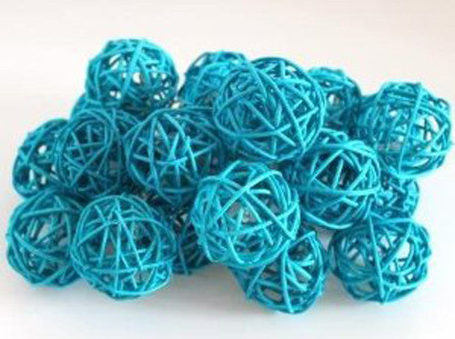 1 Set of 20 LED Turquoise 5cm Rattan Cane Ball Battery Powered String Lights Christmas Gift Home Wedding V382-TURQRATTBALLBATT20