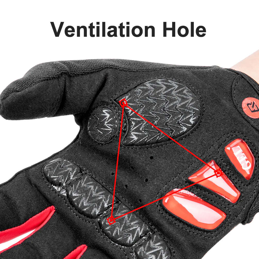 Full Finger MTB Gloves Large Size for Mountain Road Bike Breathable Red Rockbros Unisex Device Friendly V382-UNIREDGLOVERBL