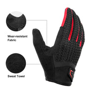 Full Finger MTB Gloves Large Size for Mountain Road Bike Breathable Red Rockbros Unisex Device Friendly V382-UNIREDGLOVERBL