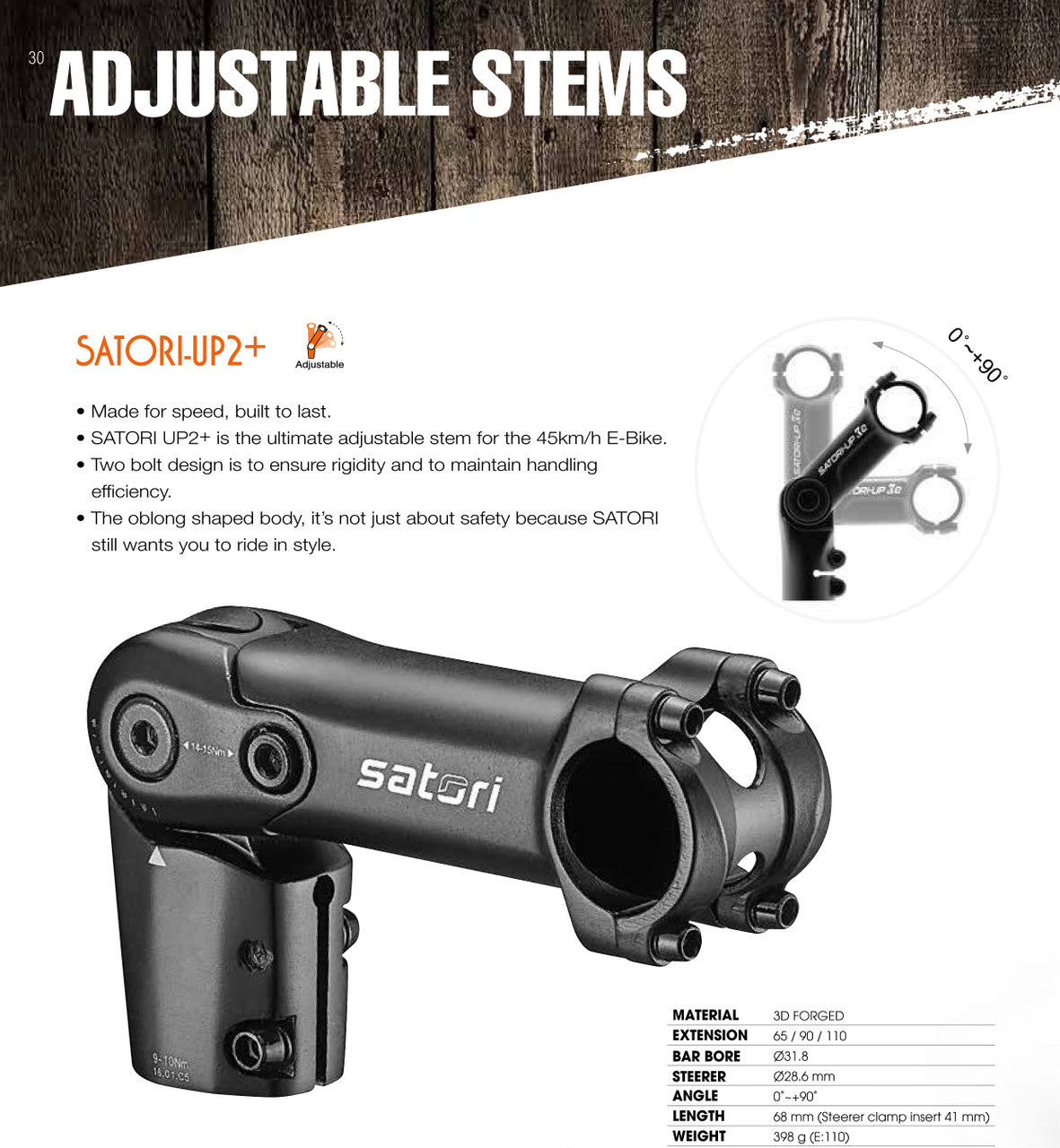 Satori UP2 Plus Ebike Height Adjustable Stem MTB Mountain Cable Hide V382-UP2STEM