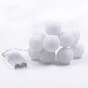 1 Set of 20 LED White 5cm Cotton Ball Battery Powered String Lights Christmas Gift Home Wedding Party Bedroom V382-WHBALLBATT20
