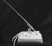 White Wedding Guest Book Register with Silver Pen Matching Stand Set 36 Lined Pages - White Ribbon and V382-WHDIASACHGBPEN