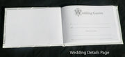 White Wedding Guest Book Register with Silver Pen Matching Stand Set 36 Lined Pages - White Ribbon and V382-WHDIASACHGBPEN